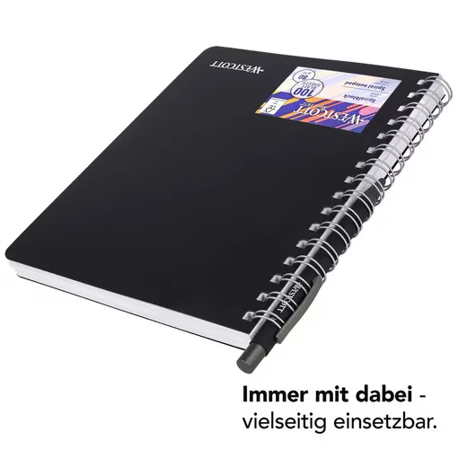 WESTCOTT Spiral-Notizbuch A5 kariert, 200 Seiten, perforiert