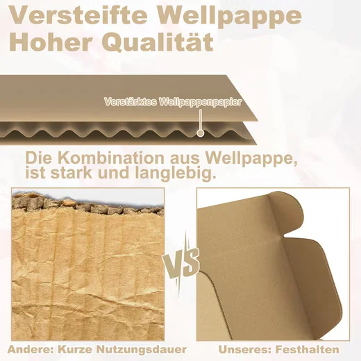 FIVMEN Versandkartons 20 Stück flache Wellpappe Faltschachteln braun