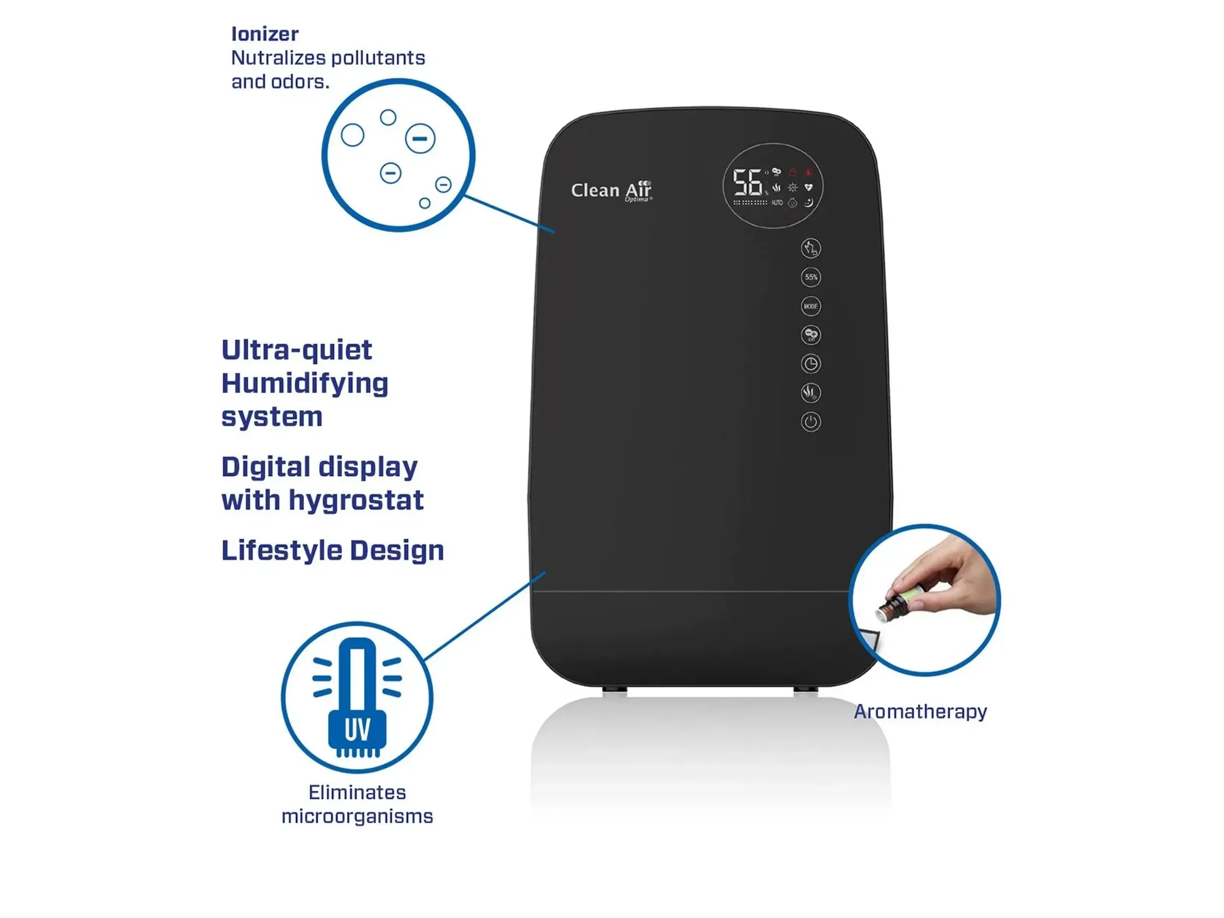 Clean Air Optima CA607B Smart Luftbefeuchter für Räume bis 65 m2