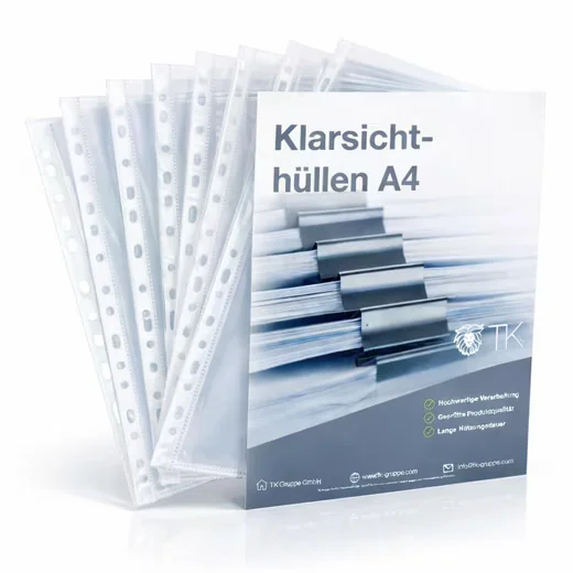 OFFICEGURUS Prospekthüllen DIN A4, 100 Stück Klarsichthüllen
