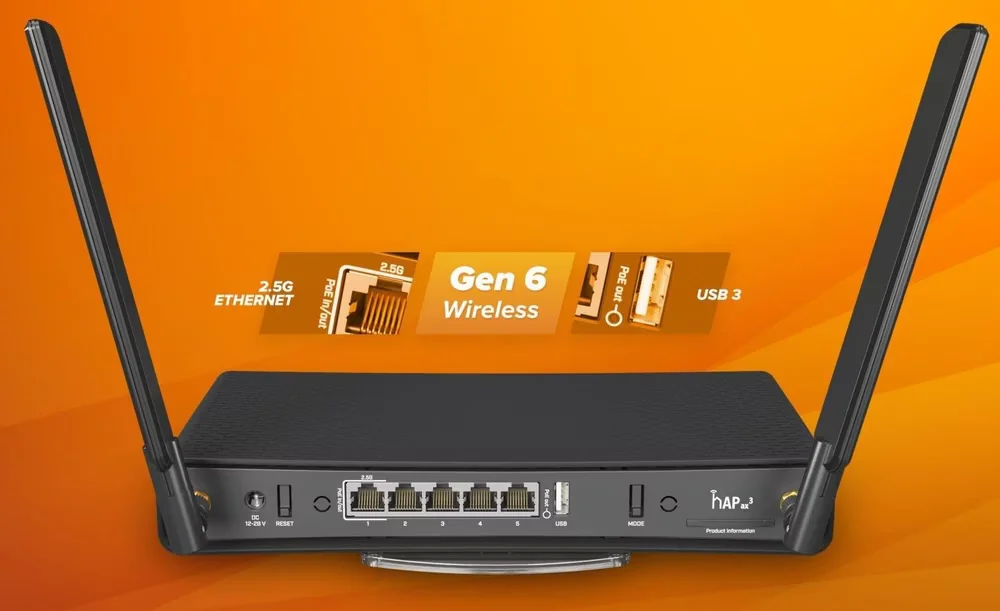 MikroTik hAP ax3 Dual-Band WLAN Router WiFi 6 5x Gigabit LAN