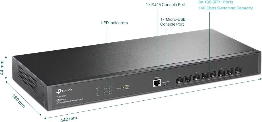 TP-Link JetStream TL-SX3008F 8-Port 10G SFP Plus Managed Switch