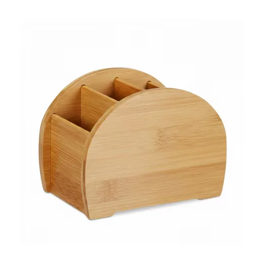 Relaxdays Stiftehalter Bambus Schreibtisch Organizer mit Fächern
