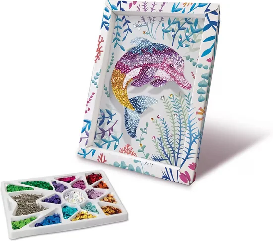 Lansay Collection Sequins Delfin Paillettenbild Bastelset ab 7 Glitzer