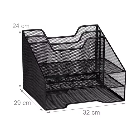 Relaxdays Dokumentenablage Metall 5 Fächer Schreibtisch Organizer A4