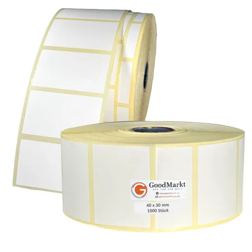 GOODMARKT Thermoetiketten 40x30 mm selbstklebend Rolle 1000 Etiketten