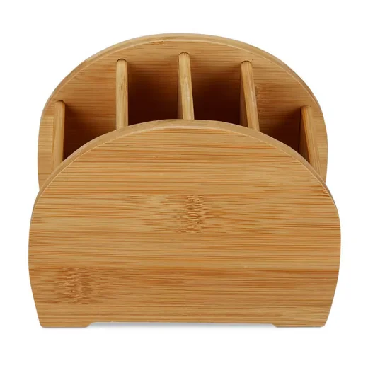Relaxdays Stiftehalter Bambus Schreibtisch Organizer mit Fächern