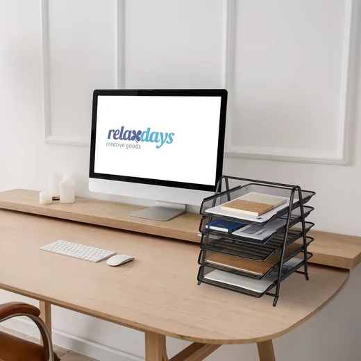 Relaxdays Briefablage Dokumentenablage mit 5 Fächern für A4 Büro