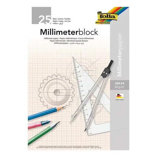 FOLIA Millimeterpapier Zeichenpapier für Schule und Büro