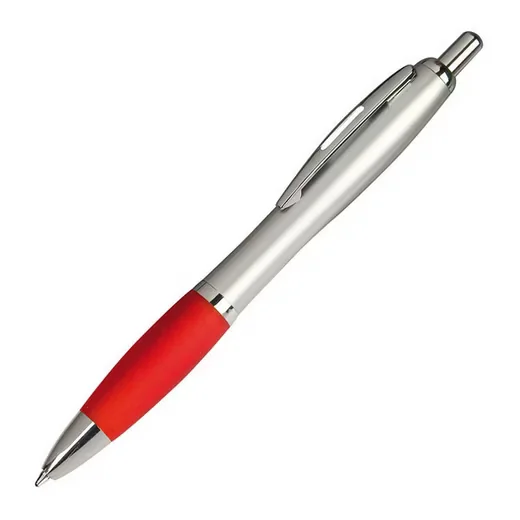 MACMA Kugelschreiber Set 20 Stück, satiniertes Gehäuse, silber-rot