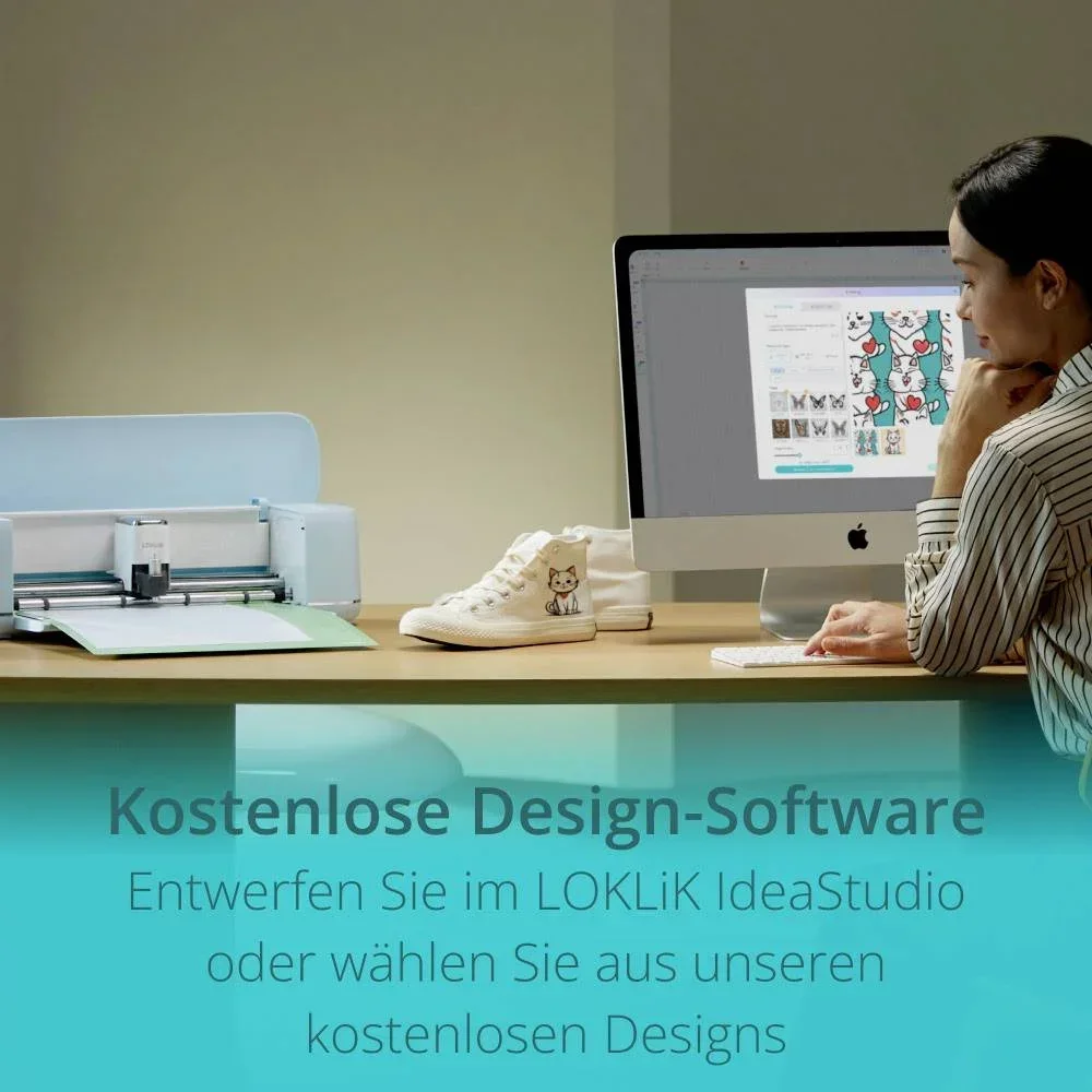 LOKLiK iCraft Schneideplotter für über 100 Materialien Pastellblau DIY