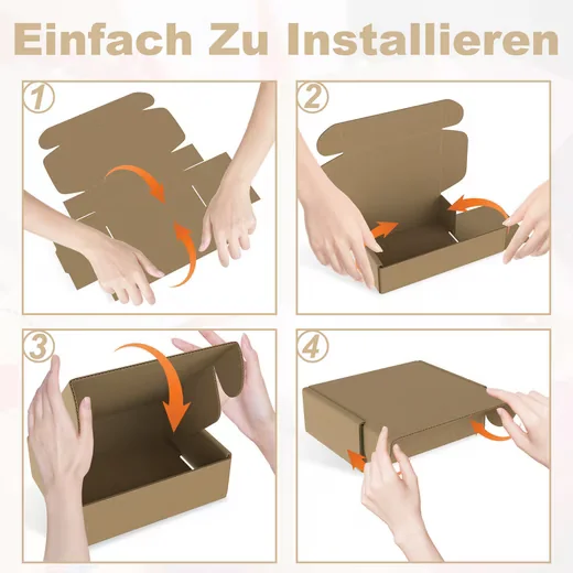 FIVMEN Versandkartons 20 Stück flache Wellpappe Faltschachteln braun