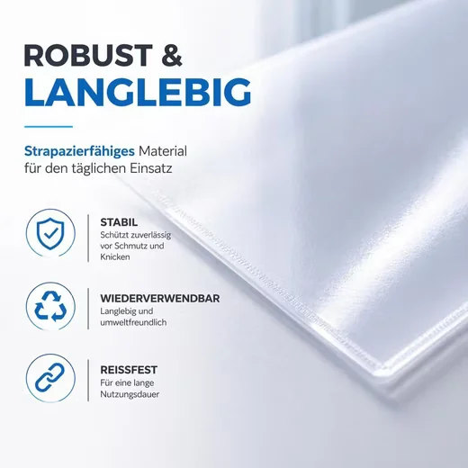 TK Gruppe Prospekthüllen A4 transparent 50 Stück seitlich offen