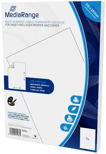 MEDIARANGE A4 Etikettenpapier selbstklebend 210 x 297 mm 50 Blatt