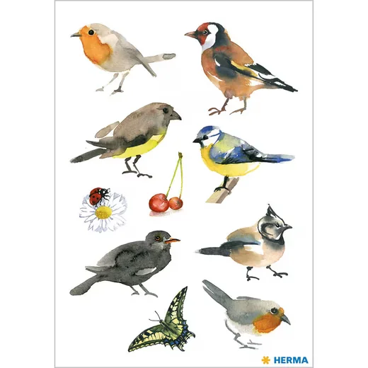 HERMA Decor Sticker Tiere Aquarell Vögel, 3 Blatt Aufkleber