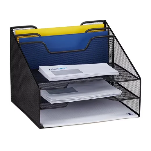 Relaxdays Dokumentenablage Metall 5 Fächer Schreibtisch Organizer A4