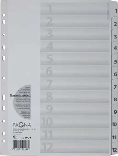 PAGNA Register A4 1-12 PP weiß Trennblätter für Ordner
