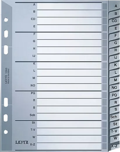 LEITZ Register A5 A-Z Polypropylen grau für Aktenordner