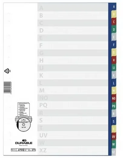 DURABLE Register A4 A-Z PP farbig Aktenordner Trennblätter