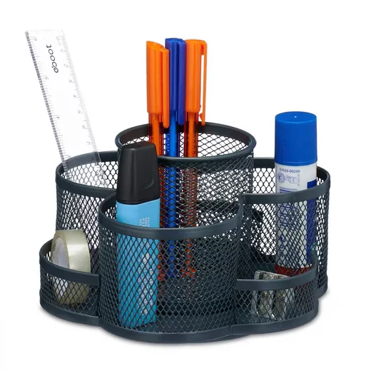 Relaxdays Drehbarer Stiftehalter mit 7 Fächern Schreibtisch Organizer