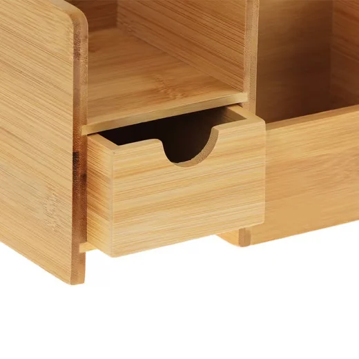Relaxdays Schreibtisch Organizer aus Bambus Stiftehalter Ablage