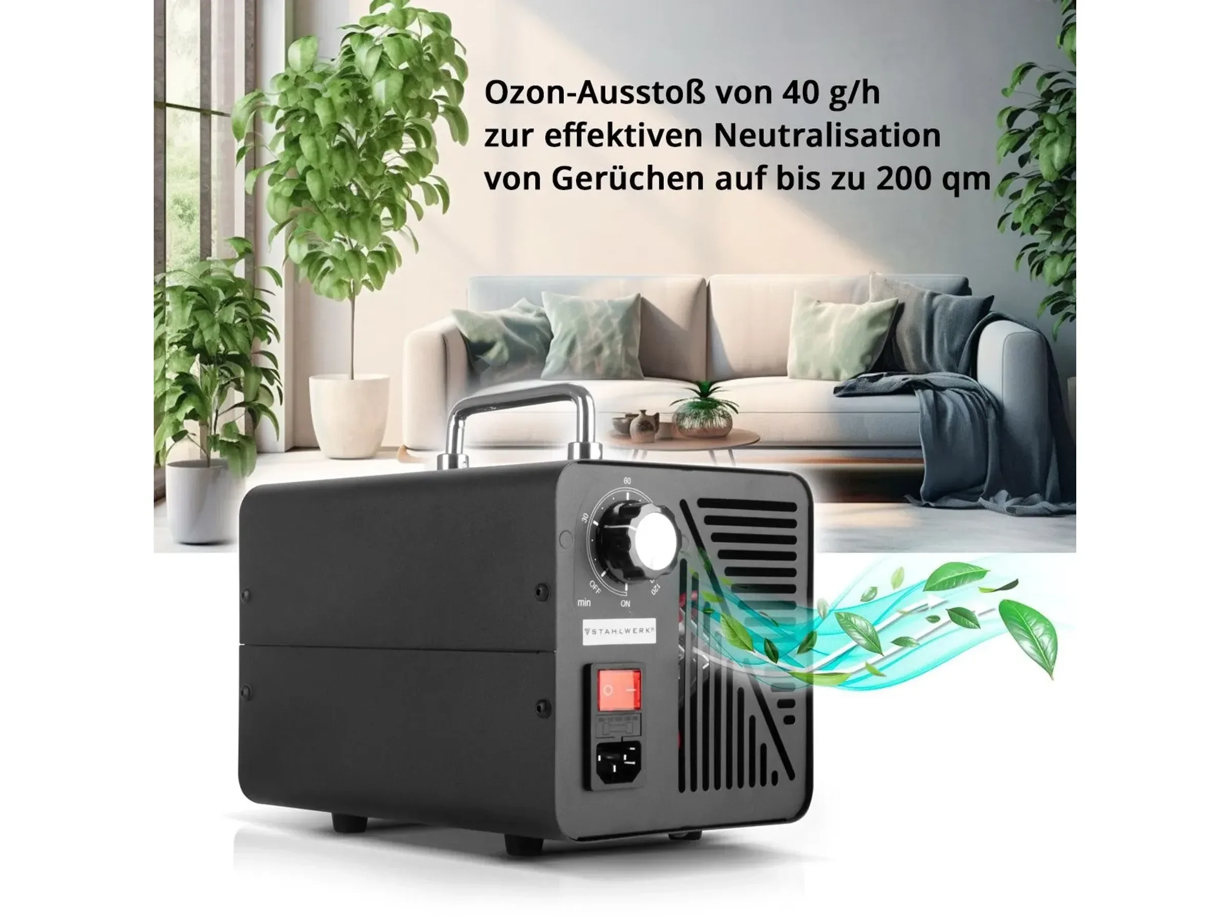 STAHLWERK Ozongenerator OG-40 ST 40 g/h, bis 200 qm, mit Timer