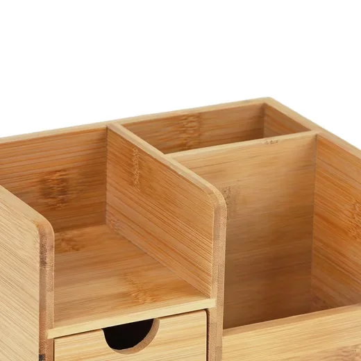 Relaxdays Schreibtisch Organizer aus Bambus Stiftehalter Ablage