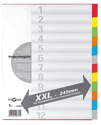 PAGNA Register A4 XXL 12-teilig 6-farbig Ordnerregister