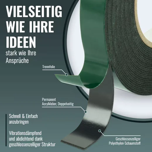 POPPSTAR Doppelseitiges Schaumstoff-Klebeband Montageband
