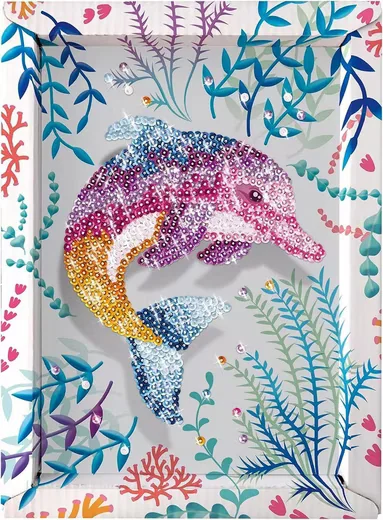 Lansay Collection Sequins Delfin Paillettenbild Bastelset ab 7 Glitzer