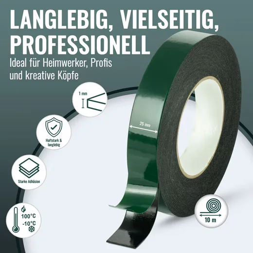 POPPSTAR Doppelseitiges Schaumstoff-Klebeband Montageband