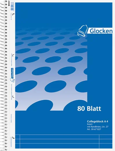 GLOCKEN Collegeblock A4 ECF Lineatur 27 Spiralblock