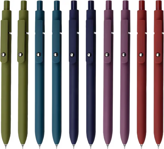 FELIXLEO Gelkugelschreiber 0,5 mm Schwarz einziehbar Vintage 10er Set
