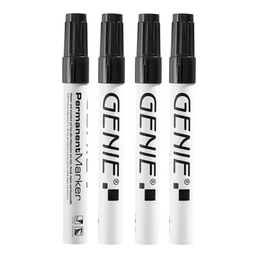 Genie Permanentmarker Universalstifte schwarz 4er-Set 1–3 mm