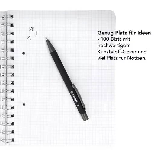 WESTCOTT Spiral-Notizbuch A5 kariert, 200 Seiten, perforiert