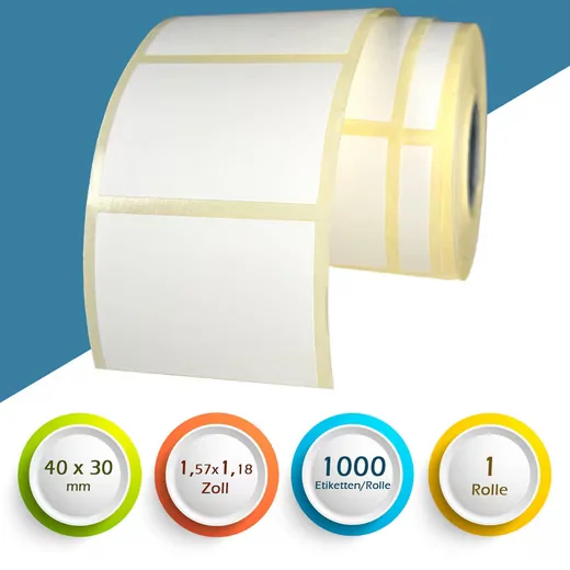 GOODMARKT Thermoetiketten 40x30 mm selbstklebend Rolle 1000 Etiketten