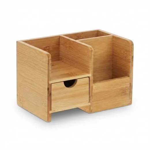 Relaxdays Schreibtisch Organizer aus Bambus Stiftehalter Ablage