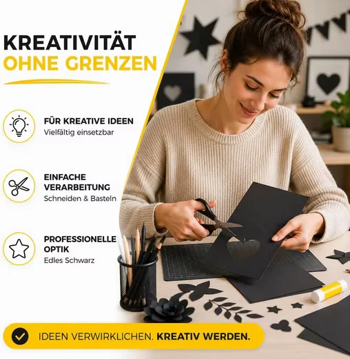 DIYTASTIC Bastelkarton 100 Blatt DIN A4 220 g m2 Tonkarton Tonpapier
