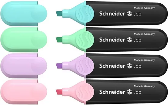 SCHNEIDER Textmarker Job Pastell 4er Etui türkis mint flieder rosé