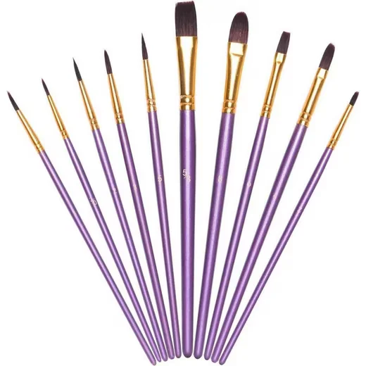 LUXUSKOLLEKTION Malpinsel Set Nylon Aquarell Acryl Öl 10-tlg lila