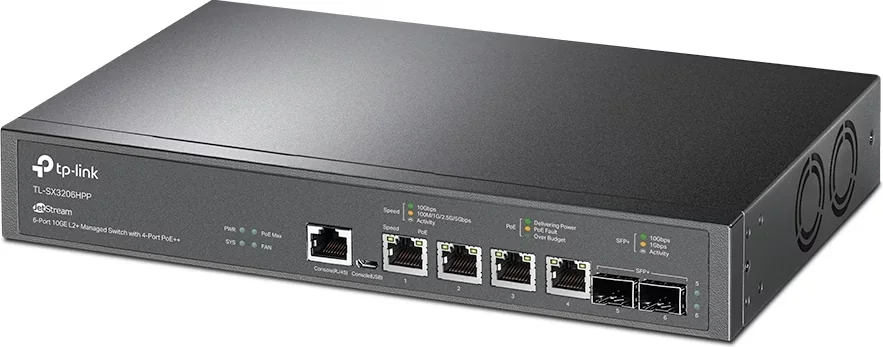 TP-Link TL-SX3206HPP 6-Port 10G PoE++ Switch mit 2x SFP+