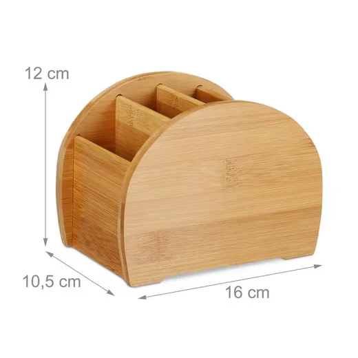 Relaxdays Stiftehalter Bambus Schreibtisch Organizer mit Fächern