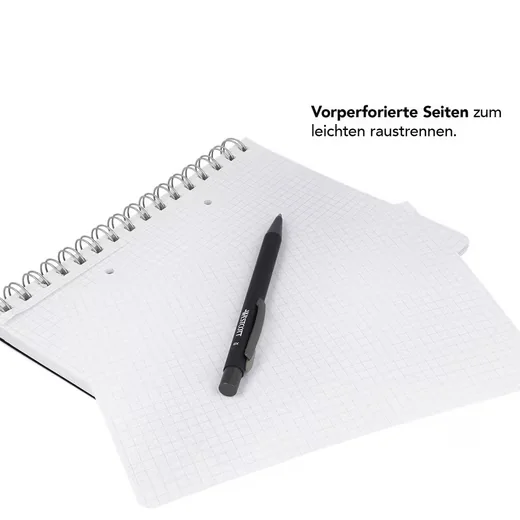 WESTCOTT Spiral-Notizbuch A5 kariert, 200 Seiten, perforiert