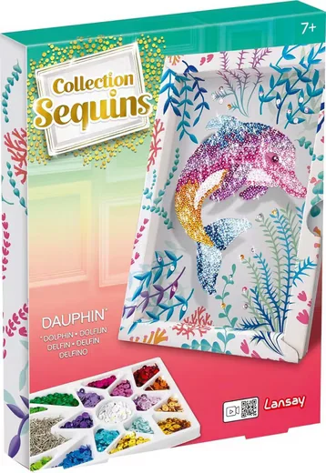 Lansay Collection Sequins Delfin Paillettenbild Bastelset ab 7 Glitzer